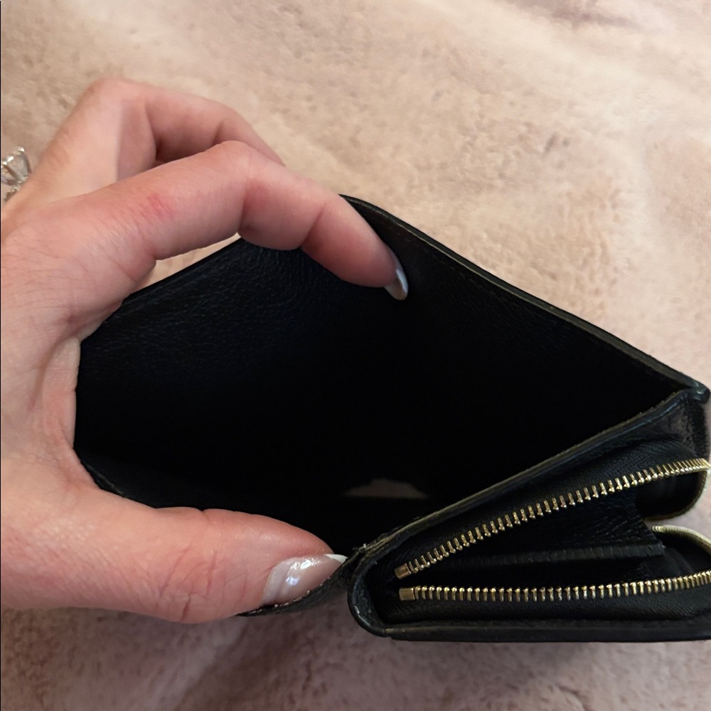Louis Vuitton Black Embossed Zip Wallet with Gold Accent - Picture 4 of 5